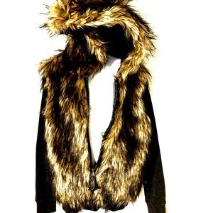 Jessica Simpson Tween Jacket Coat Faux Fur Hood M